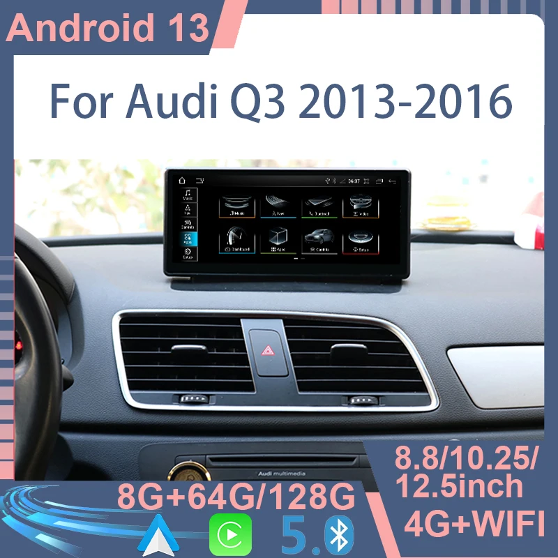 

10.25" 8 Core Android13 Wireless Carplay Auto For AUDI Q3 2013-2018 Car Player Multimedia GPS Navigation HD Screen Head Unit 4G