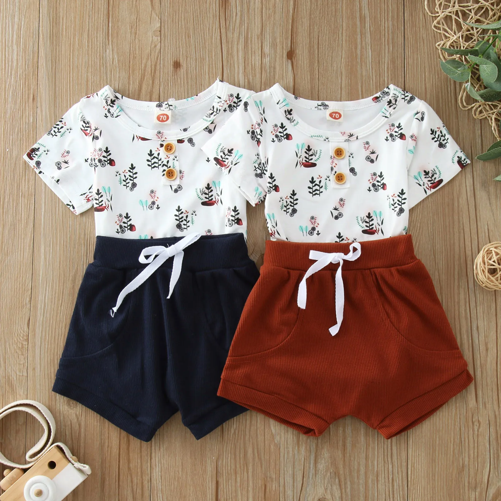 

Newborn Infant Boys Girls Clothes Summer Short Sleeve Floral Romper Tops Shorts 0-18 Months Bodysuits Outfits Set Baby Clothes