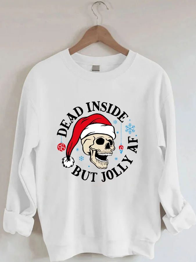 

Рождественская Повседневная Толстовка с круглым вырезом и принтом черепа