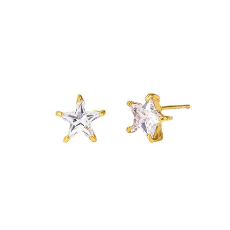 

925 silver studded stars white zircon Inlaid earrings for women Mini Ear bone nail Classic Charm Earings Banquet Jewelry INS