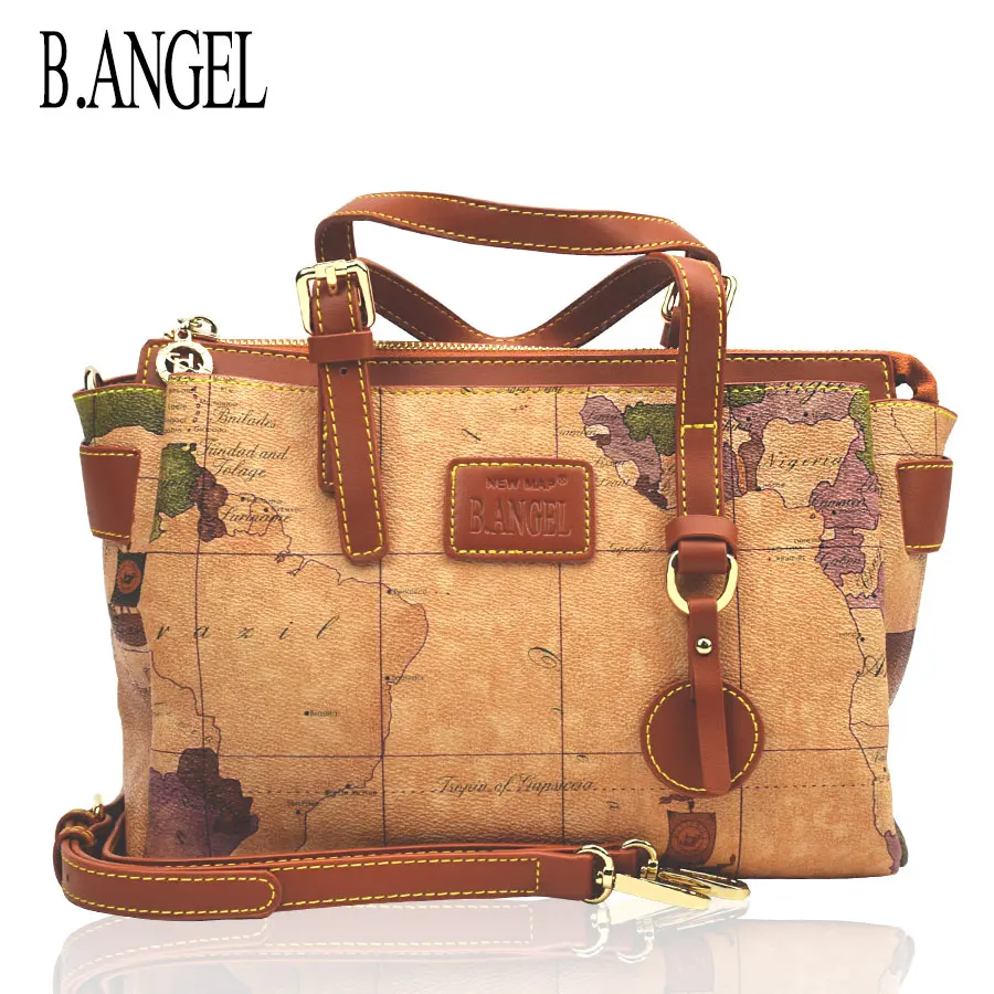 

Сумка World Box Женская в стиле ретро, модная Водонепроницаемая саквояж на плечо с картой, дорожный удобный чемоданчик кросс-боди большой вместимости