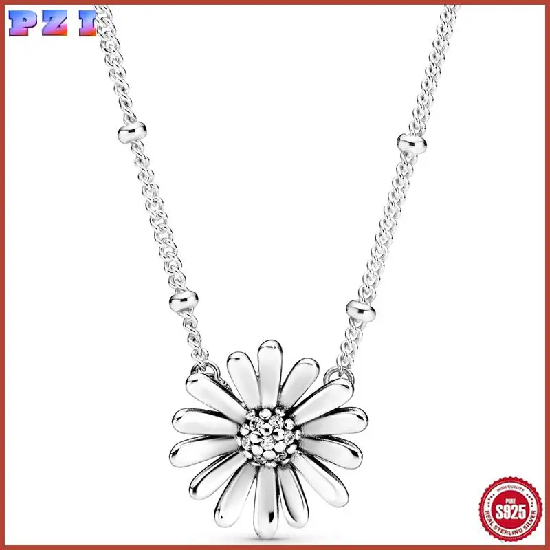 Аутентичные серьги из стерлингового серебра 925 пробы с цветком ромашки массивные