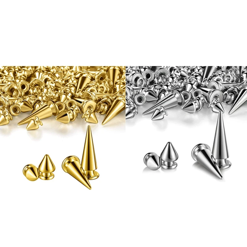 

Big Deal 150 Pieces 2 Sizes Cone Spikes Metal Screwback Studs Cool Rivets Punk Studs Large Small Tree Spikes Studs