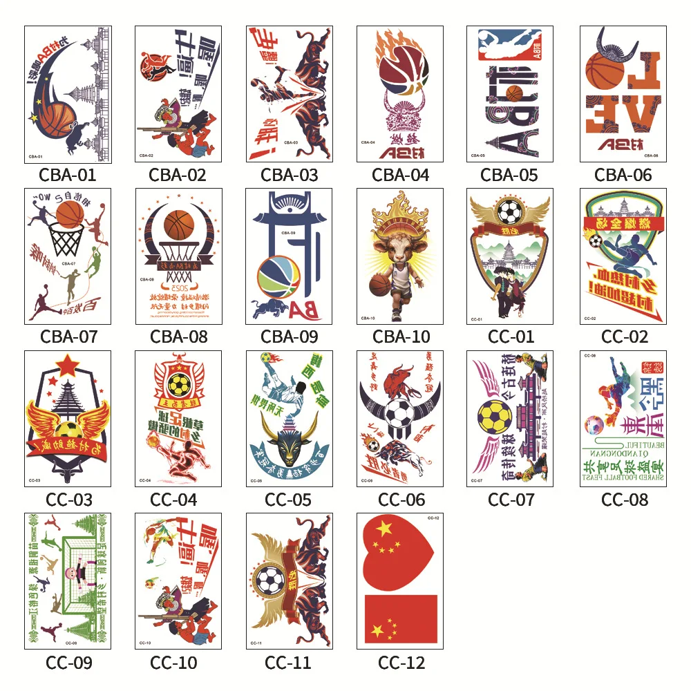 Крутой спортивный веер водостойкие Временные татуировки устойчивые к поту