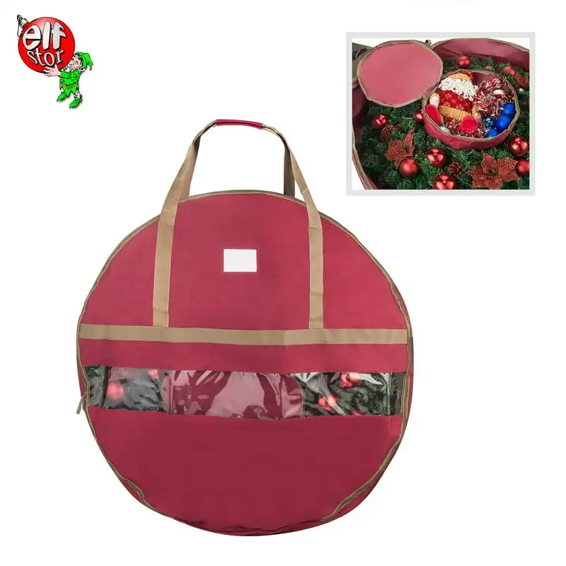 

Red Holiday Christmas Wreath Storage Bag For 48" Inch Wreaths