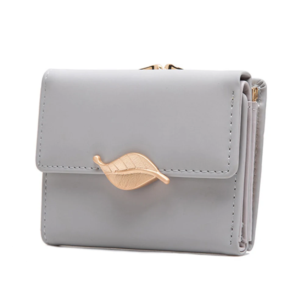 сумка Golden Leaves Buckle Trifold Short Wallet Women Wear-Resistant Ultra-thin Coin Purse Money Card Storage Bags For