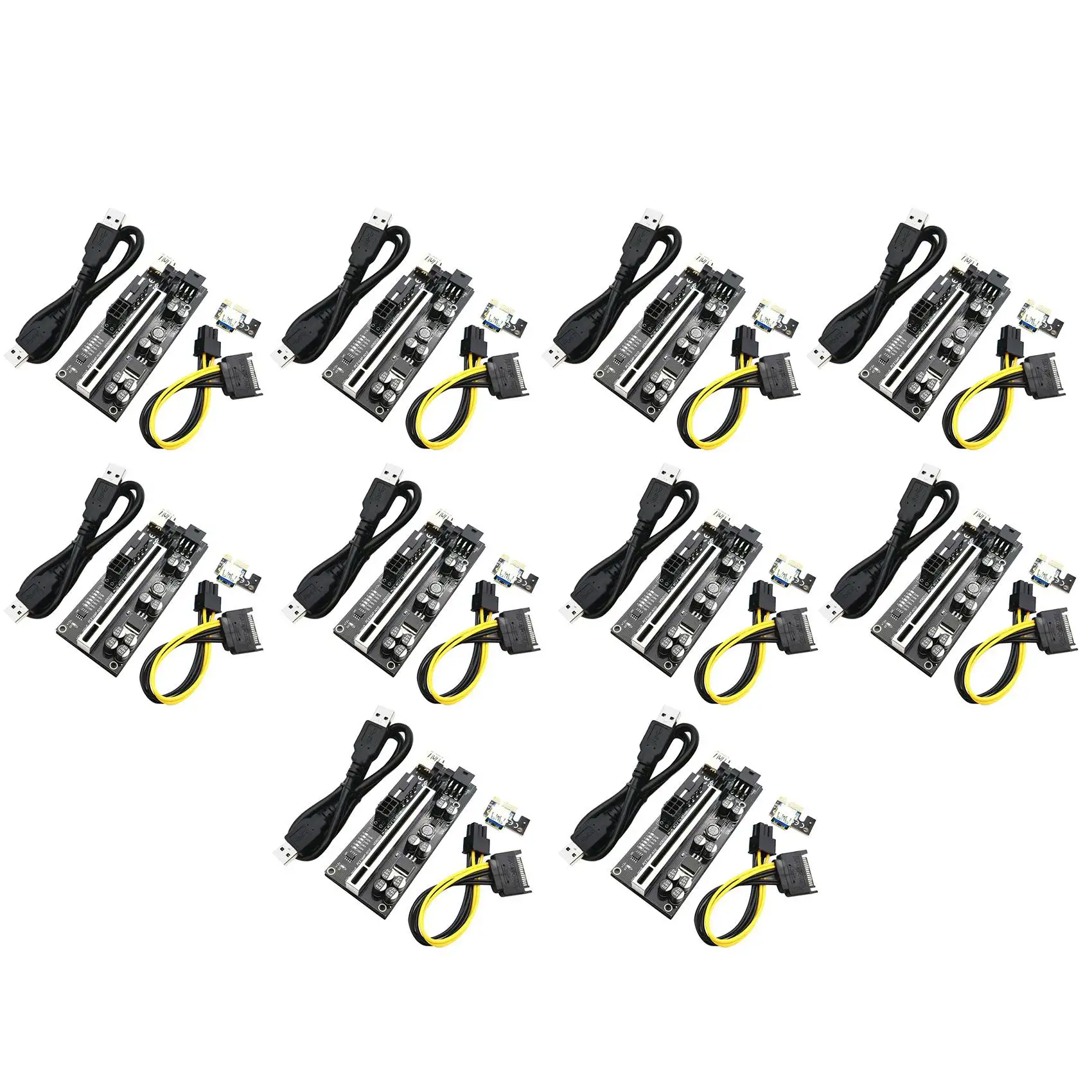 

VER010S PLUS PCIE Adapter Card Pcie 1X to 16X USB 3.0 Data Cable Marquee Graphics Extension Cable for BTC Mining(10 Pcs)