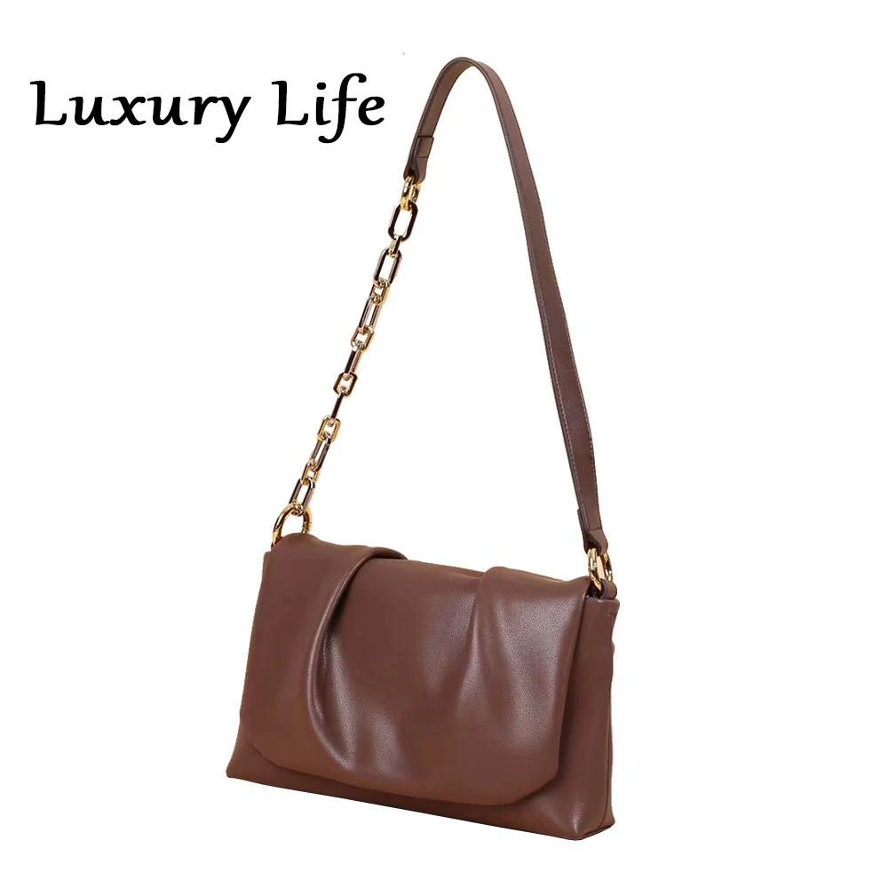 Ladies High Quality Genuine Leather Large Capacity Women Messenger Bag Retro Vintage Letter Carrier Leisure Shoulder Handbags