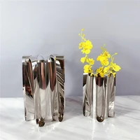 silver large vase metal luxury flower vase nordic stand for flowers hydroponics home design living room decoration home decor