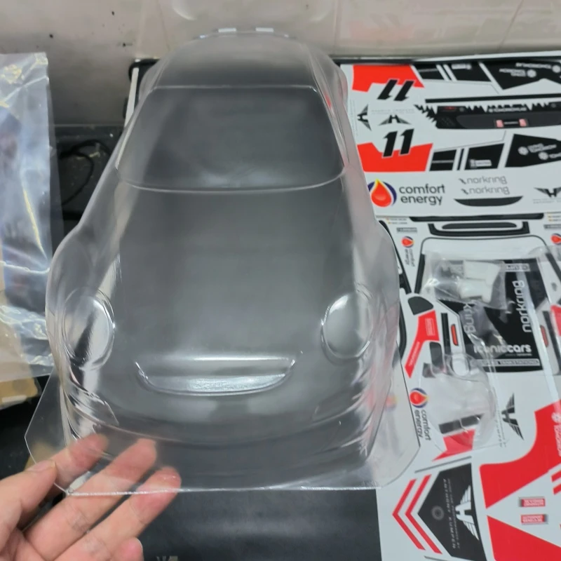 1:10 Porschee 911 RSR прозрачный корпус Lexan с задним крылом + стандартная пряжка наклейка