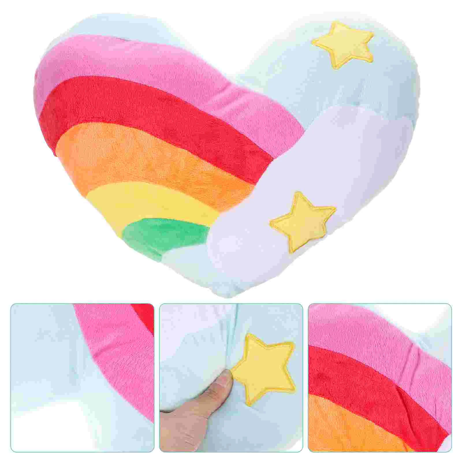 

1PC Rainbow Heart-shaped Throw Pillow Plush Heart-shaped Bolster Lovely Heart Shape Pillow Cushion Creative Gift Supplies for