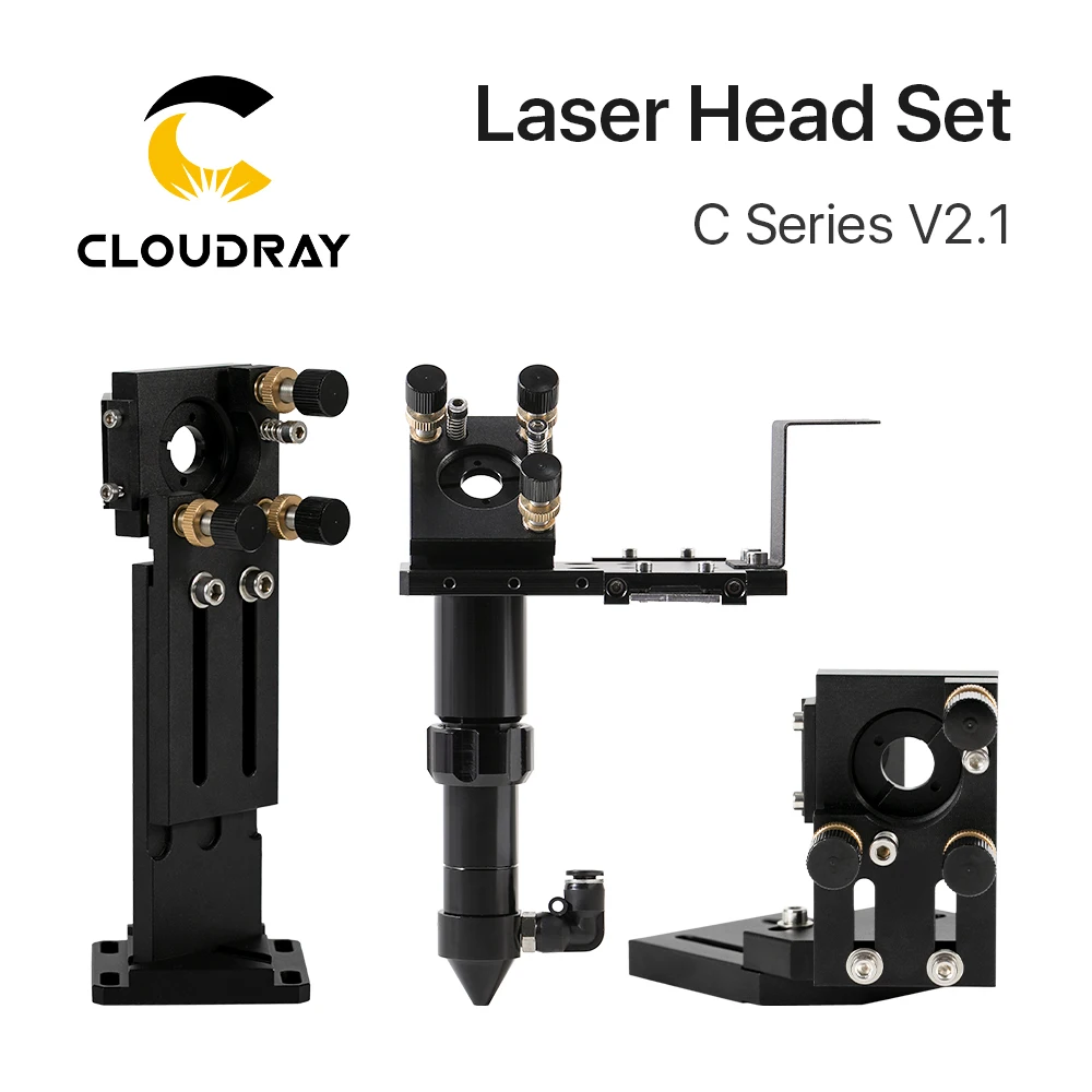 Cloudray CO2 Laser Head Set Lens D18 FL38.1 D20FL50.8/63.5/101.6mm Integrative Mount Dia25 Mirror for Laser Cutting Machine