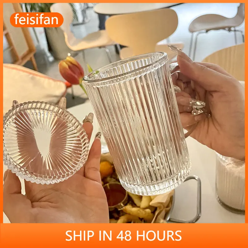 

Nordic Cold Resistant Glass Hot Vertical Pattern Coffee Cup Home Daily Tea Cup High Borosilicate Transparent Stripe Cup