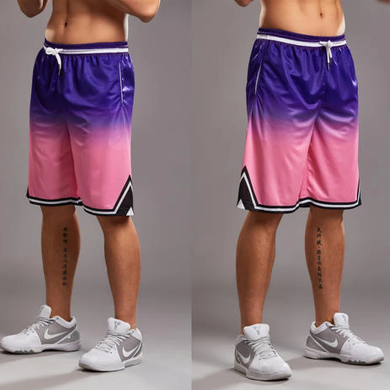 

Шорты мужские градиентные для фитнеса, дышащие свободные штаны для отдыха, для воркаута, бега, бега, улицы