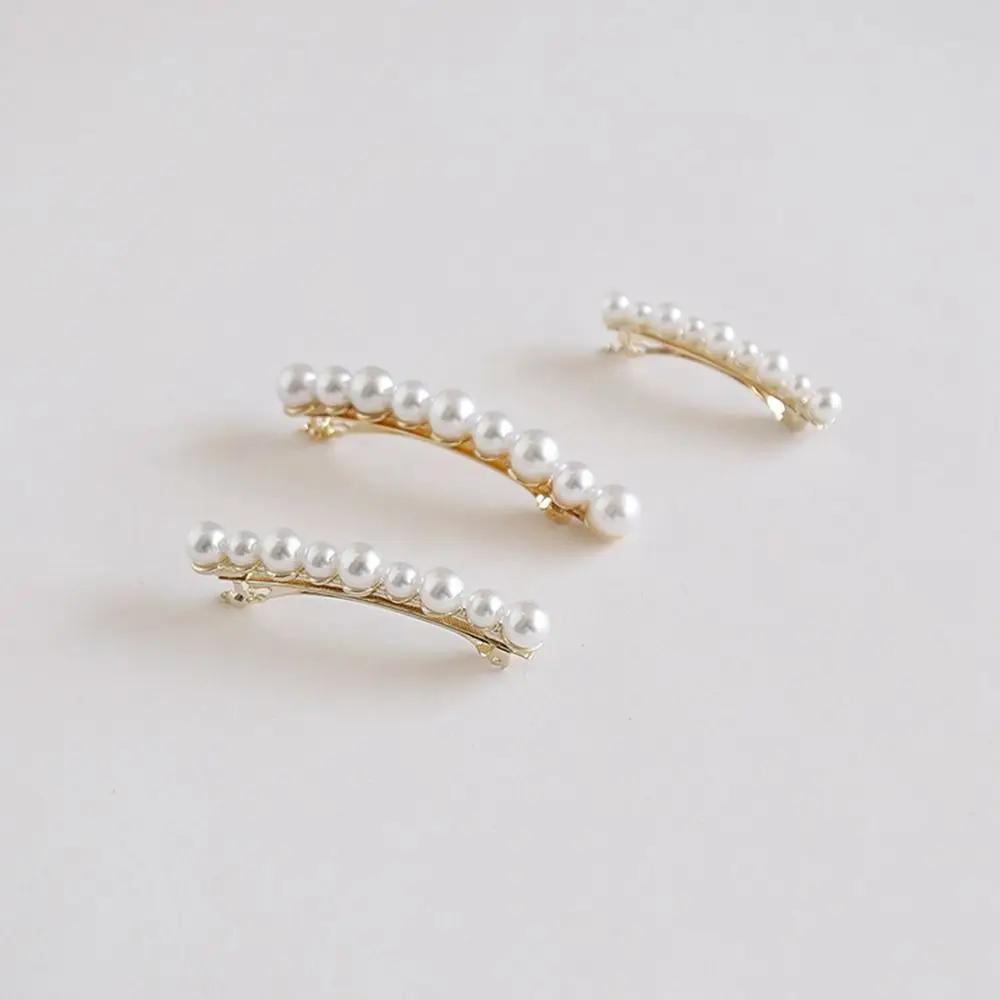 

Ponytail Holde Girl Hair Clip Spring Clip Pearl Hairpin Korean Style Headwear Beads Hair Clip Female Hair Accessories