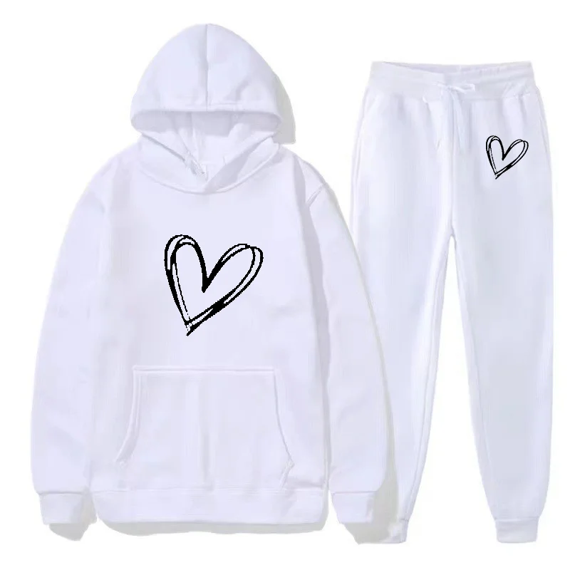 2 шт. флисовые толстовки с капюшоном и принтом сердца