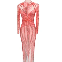 shining rhinestone sequins women dress colorful tassel singer dancer stage wear club party outfit drag queen clothing