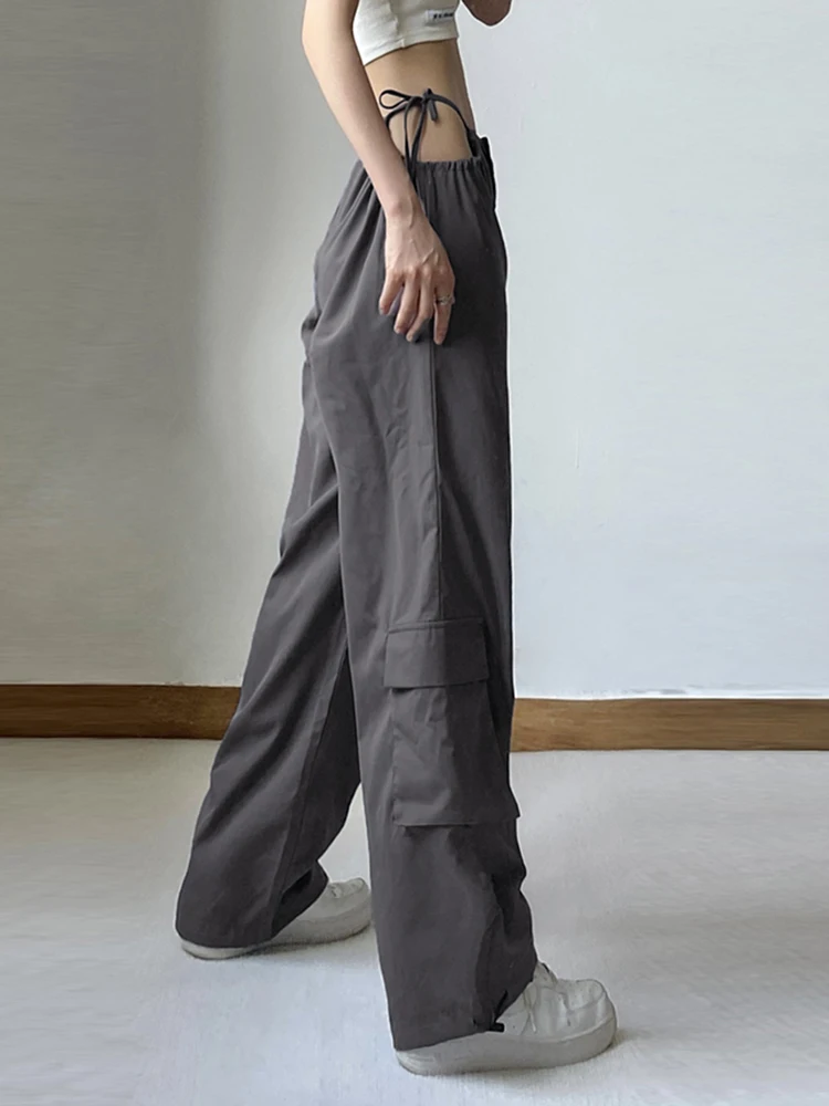 Женские брюки-карго Weekeep повседневные брюки цвета хаки с завязками на завязках и