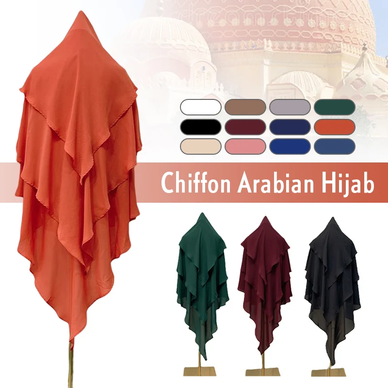 Women Long Prayer Scarf Hijab Muslim Overhead Tie Jilbab Islamic Wrap Cover Crepe Ramadan Islamic Clothes Khimars Prayer Scarf