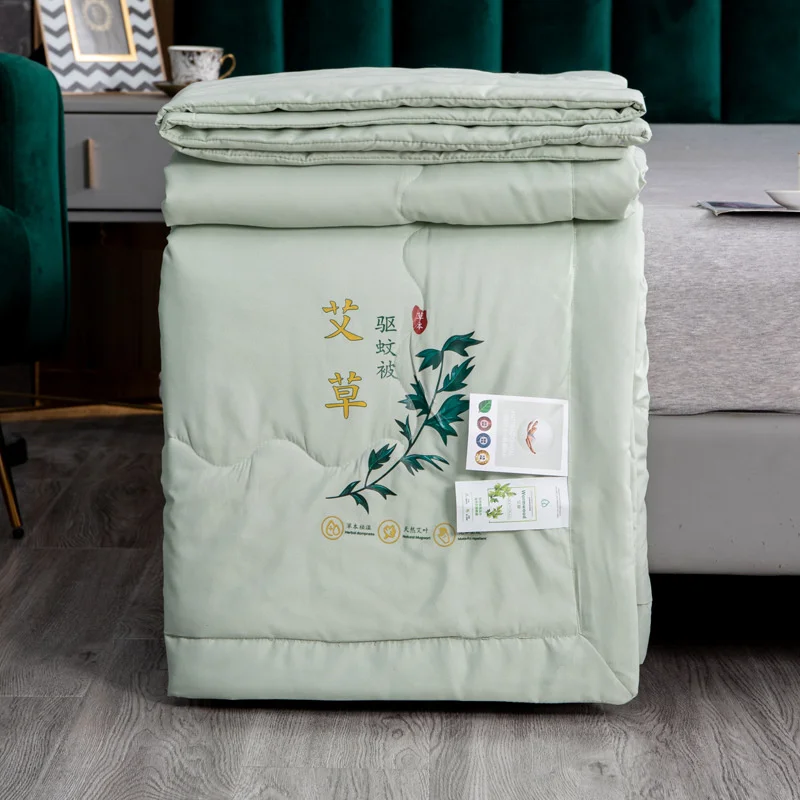 

Spring Summer Wormwood Anti Mosquitoes Quilt Mosquito Repellent Antibacterial Blanket Quilts Soft Skin Friendly Comforter Queen