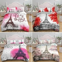 romantic tower of paris bedding set girls single queen duvet cover sets quilt comforter covers with pillowcase bedclothes