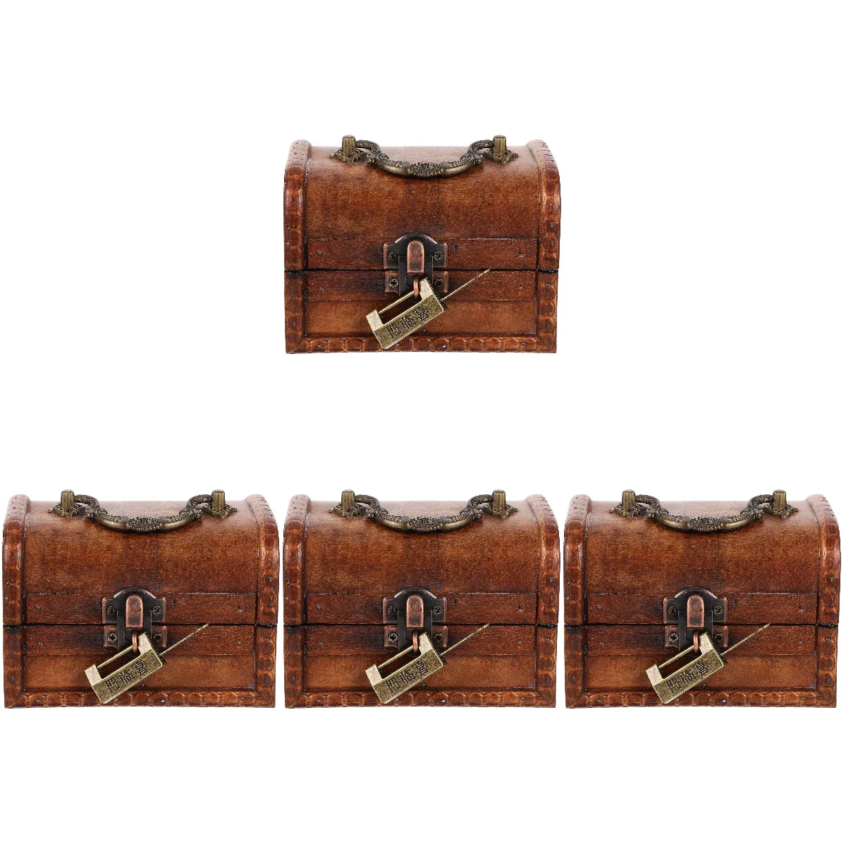 

4pcs Vintage Trinket Box Lock Case Decorative Storage Box