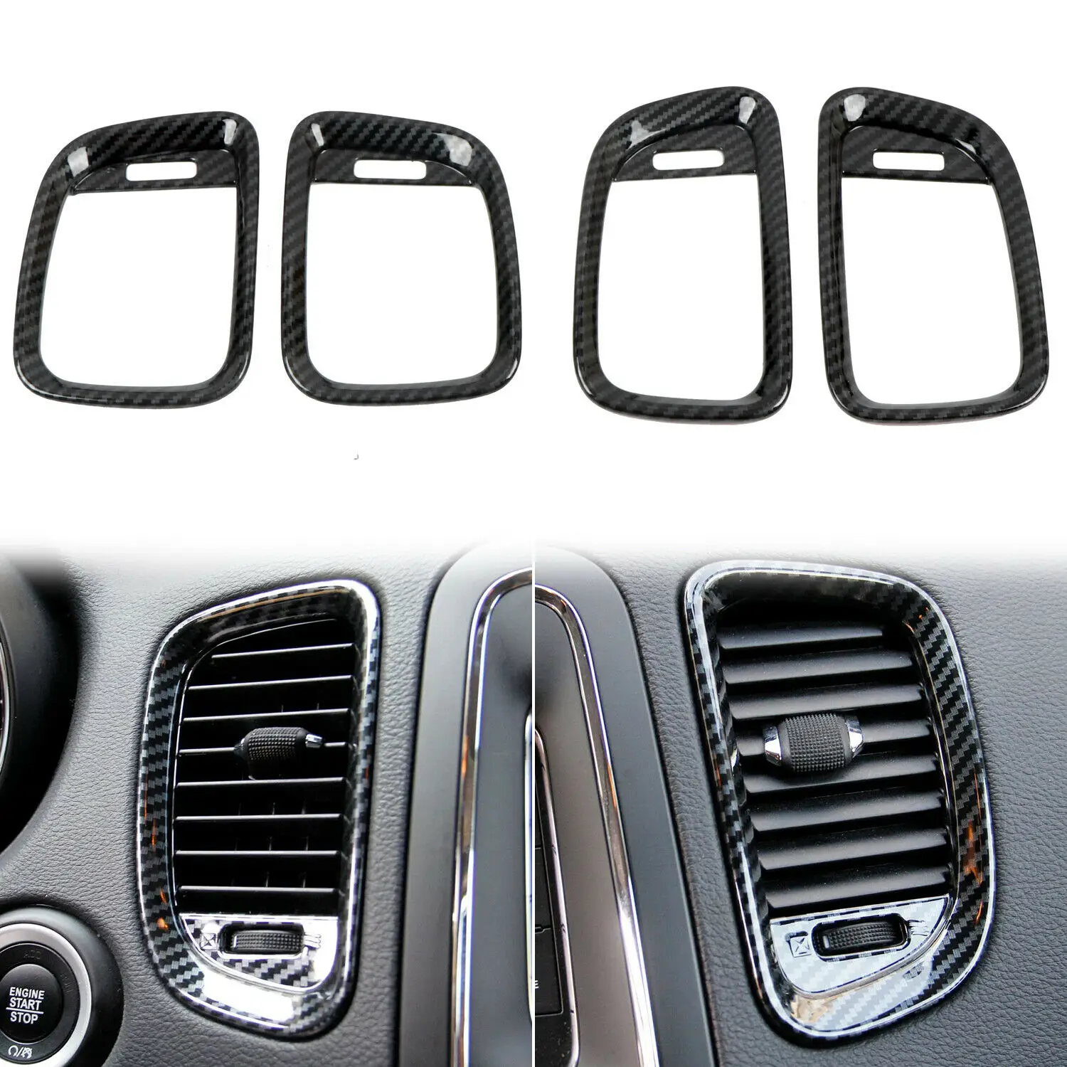 

Carbon Fiber Look Dashboard Air Outlet Vent Cover For Dodge Durango 2011-2020