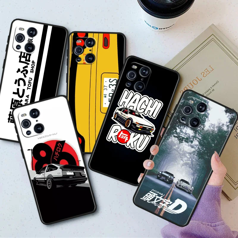 

Initial D AE86 Phone Case For OPPO Find X5 X3 X2 K10 F21S F21 F9 F7 F5 Neo Pro Lite Black Silicone Soft Cover