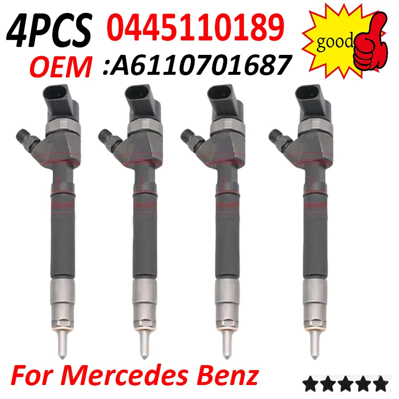 4 шт. A6110701687 0445110189 0986435055 для Mercedes Benz 6110701687 дизельный топливный инжектор Common Rail