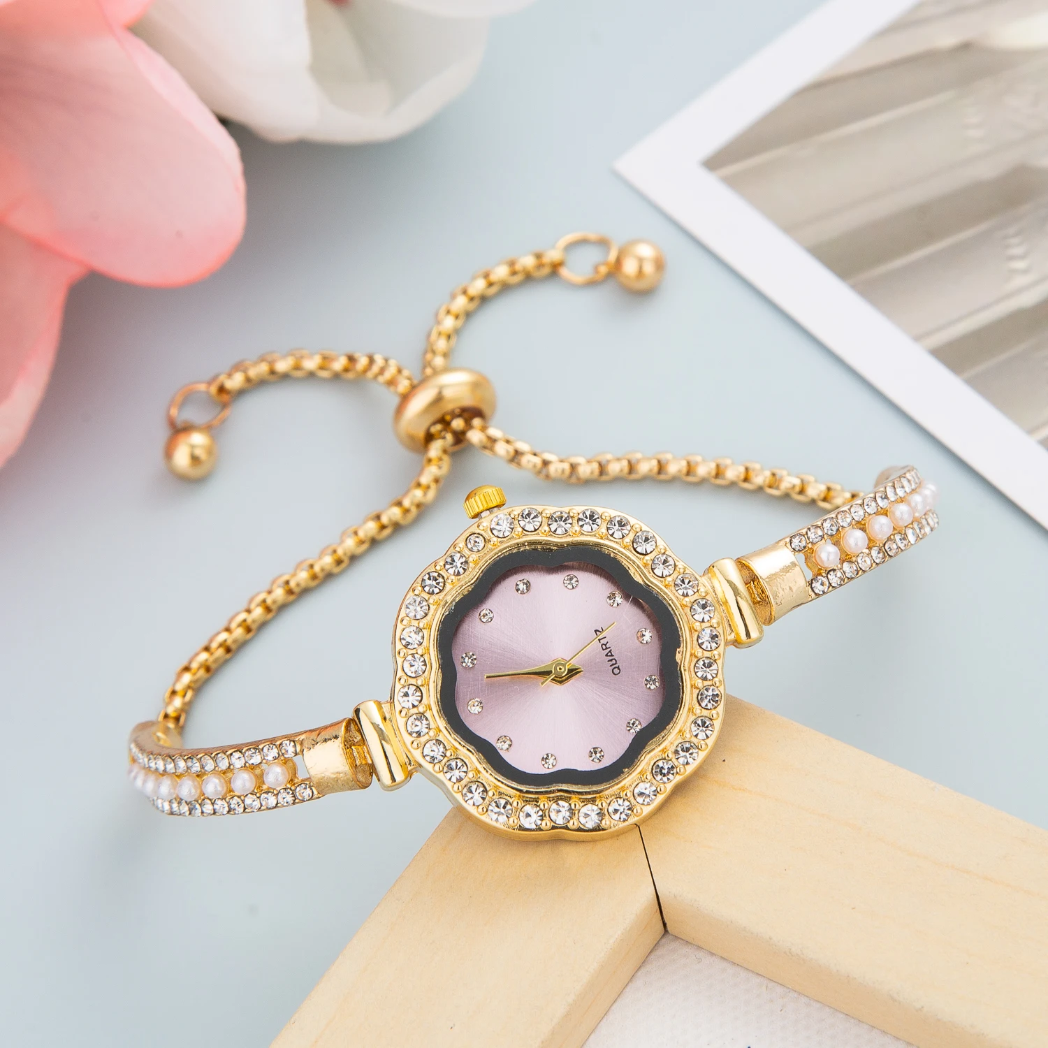 Cute Luxury Pink Watch for Woman 2023 Fashion Quartz Wristwatches Diamond Stainless Steel Watches for Womans Free Shiping