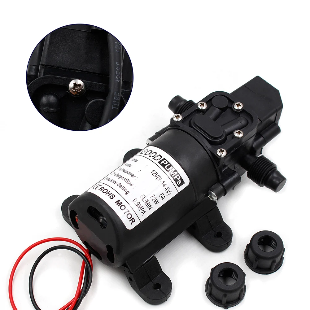 

DC12V 6A 72W 6L/min Agricultural Micro Electric Diaphragm Water Pump Self-Priming High Pressure Sprayer for Car Washing Spray