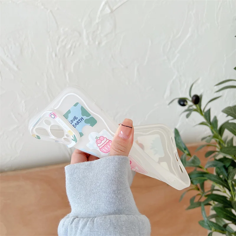 Корейский чехол для телефона с мультяшным принтом iPhone 13 12 11 Pro Max XS XR X 12pro 7 8 Plus