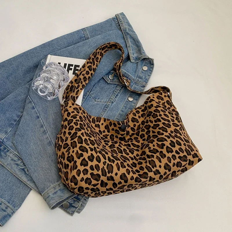 Высококачественная женская сумка с леопардовым узором парусиновая модная через