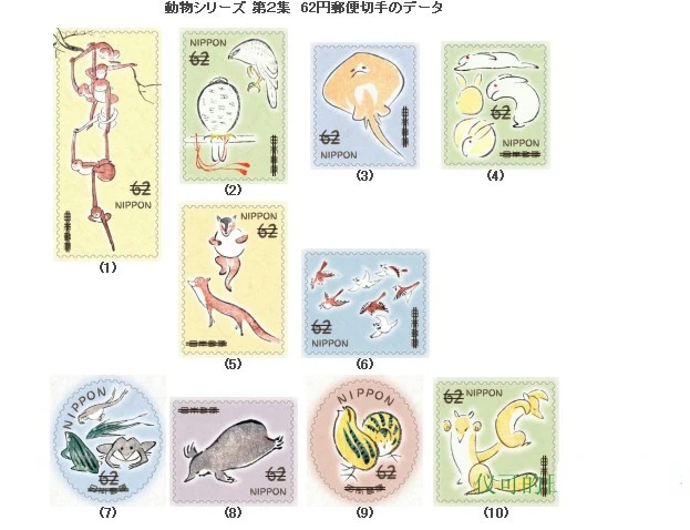 

10 PCS,Japan Post Stamp,2019,Aniaml Stamps,Used with Post Mark,Real Original