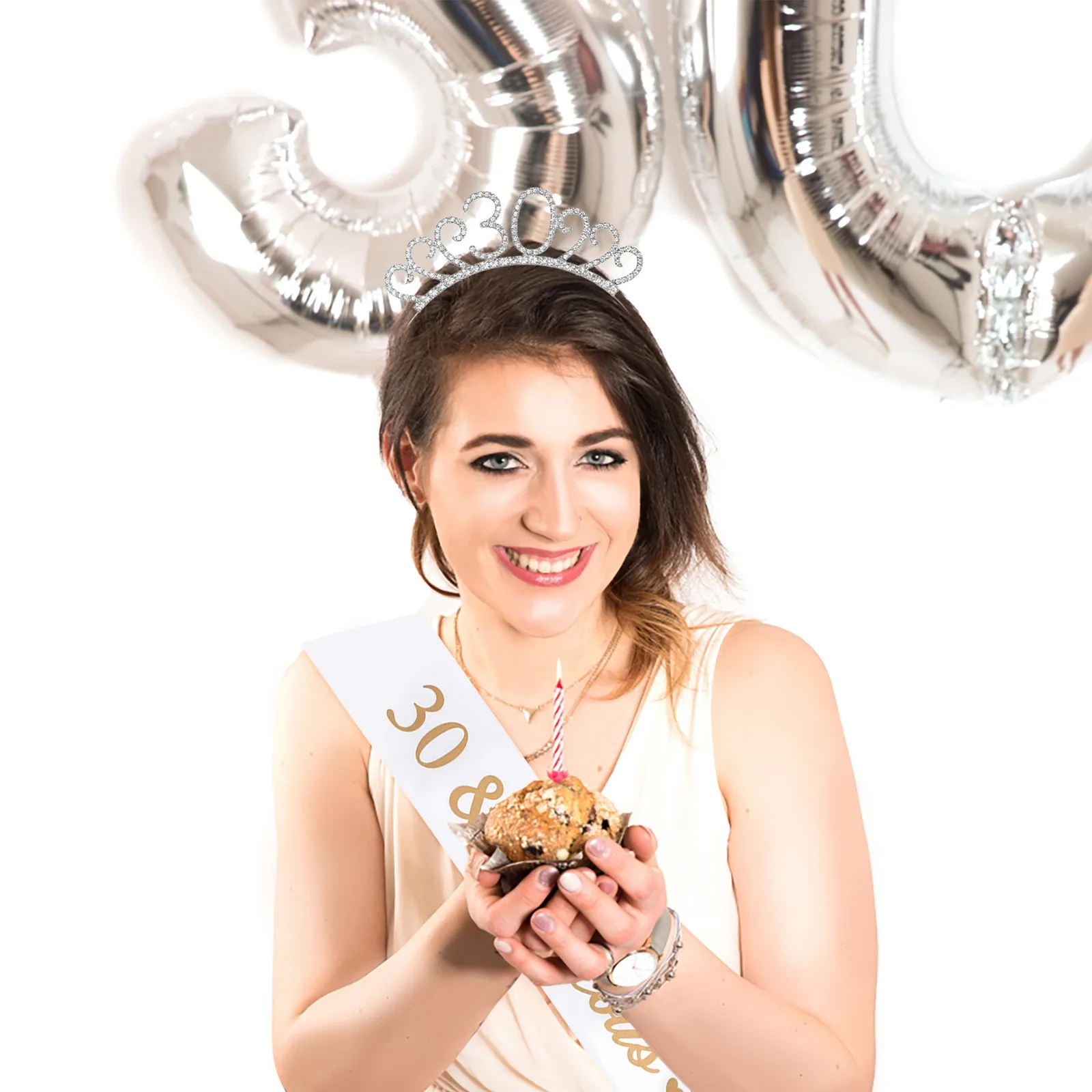

18th Birthday Decorations For Girls 18th Birthday Sash Crown Tiara Candles Cake Toppers 18th Bachelorette Party Favors Bags