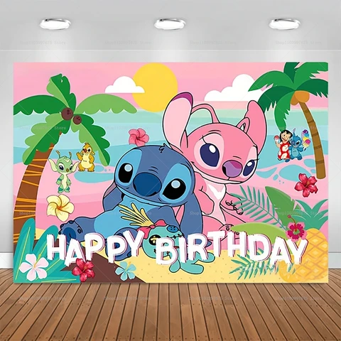 Фон Для Фотобудки Disney Lilo & Stitch Для Детей, Украшения Для Дня Рождения, Виниловый Баннер, Реквизит Для Фотостудии