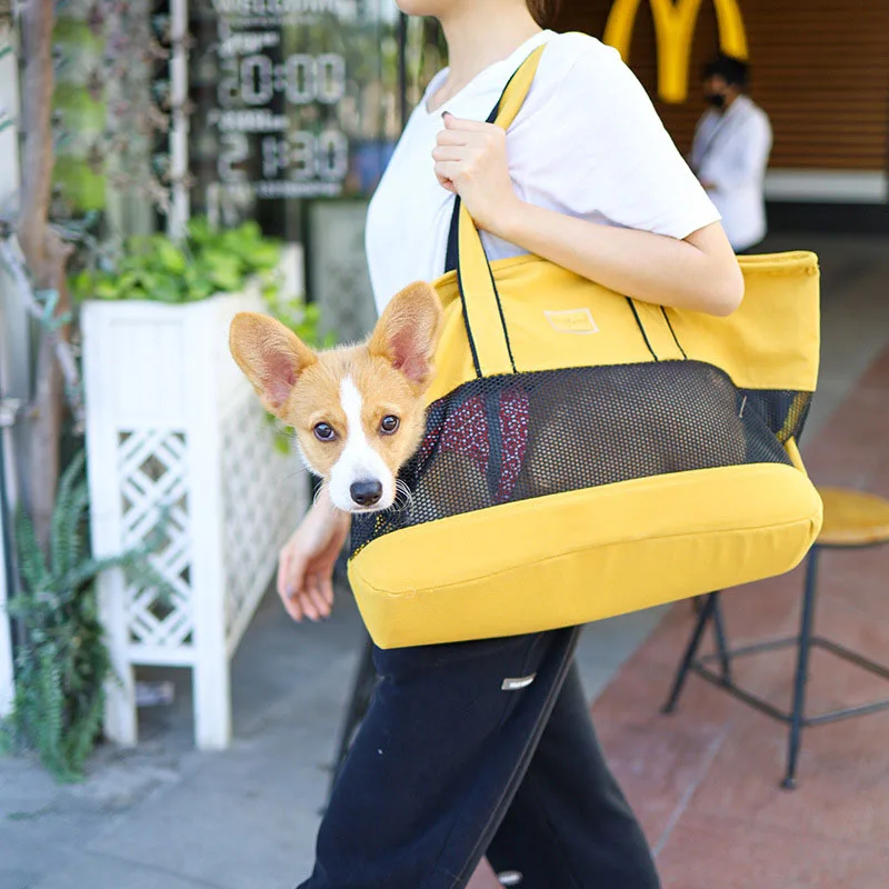 

Breathable Canvas Mesh Pet Shoulder Bag Pet Carrier Travel Portable Tote Pet for Small Pets Dog Cat Puppies Kittens Outdoor