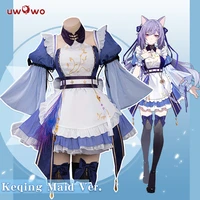uwowo maid keqing cosplay costume exclusive game genshin impact fanart keqing maid ver maid dress girl costume