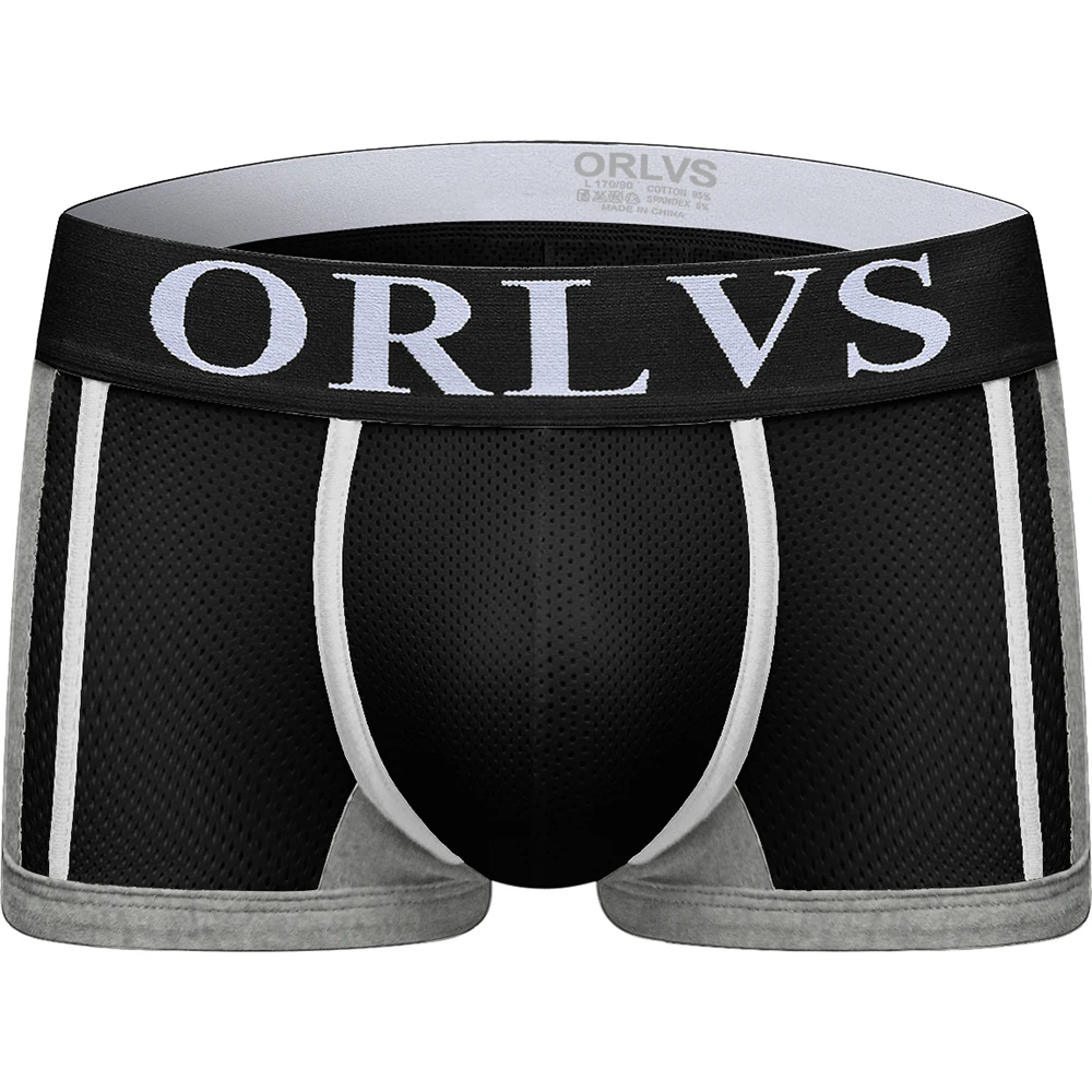 

ORLVS Mens Mesh Underwear Boxer Sexy Male Short Pants Cotton Panties Underpants Sous Vetement Homme Hot Boxershorts Men