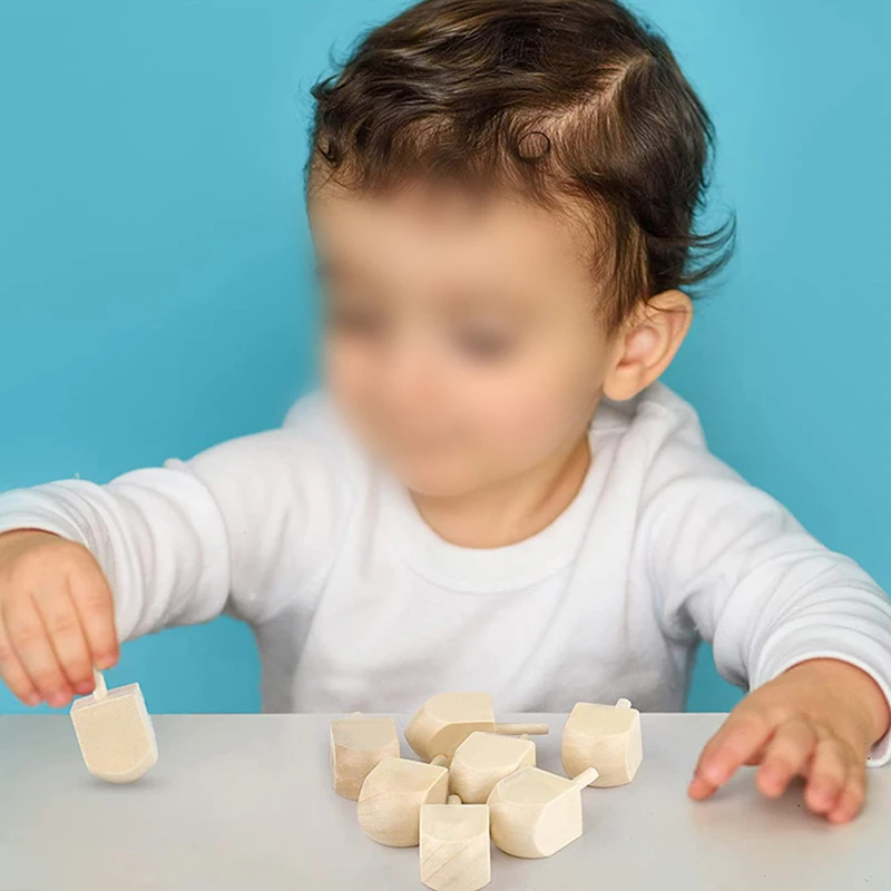 Фото 10 шт., волчок, игрушка Mini Dreidel, деревянные дреды, товары для Хануки, классические украшения, подарок для детей №2