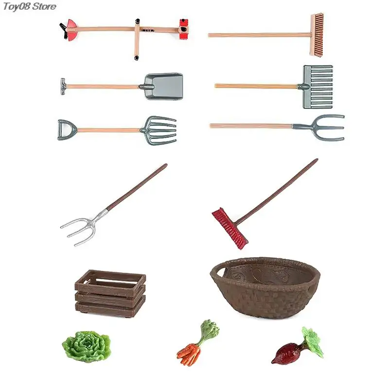 

1Set 2.5cm-10cm Dollhouse Miniature Farm Tool Gardening Shovel Rake Lawn Mower Vegetable Model Outdoor Planting Scene Tool