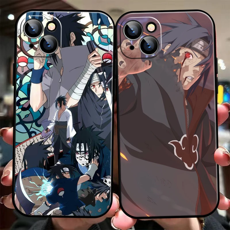

Japan NARUTO Anime Phone Case For iPhone 11 13 12 Pro Max 12 13 Mini X XS XR MAX 5 6 7 8 Plus Liquid Silicon Carcasa Back Black