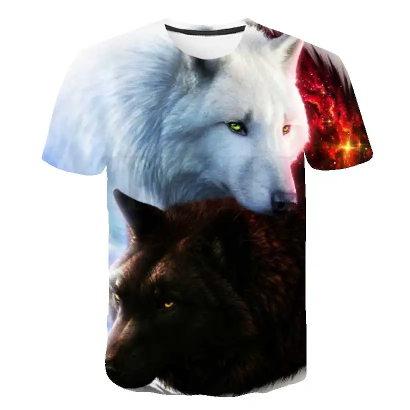 

Детская футболка с изображением волка для мальчиков лето осень детская одежда с изображением волка с короткими рукавами дышащие крутые топ...