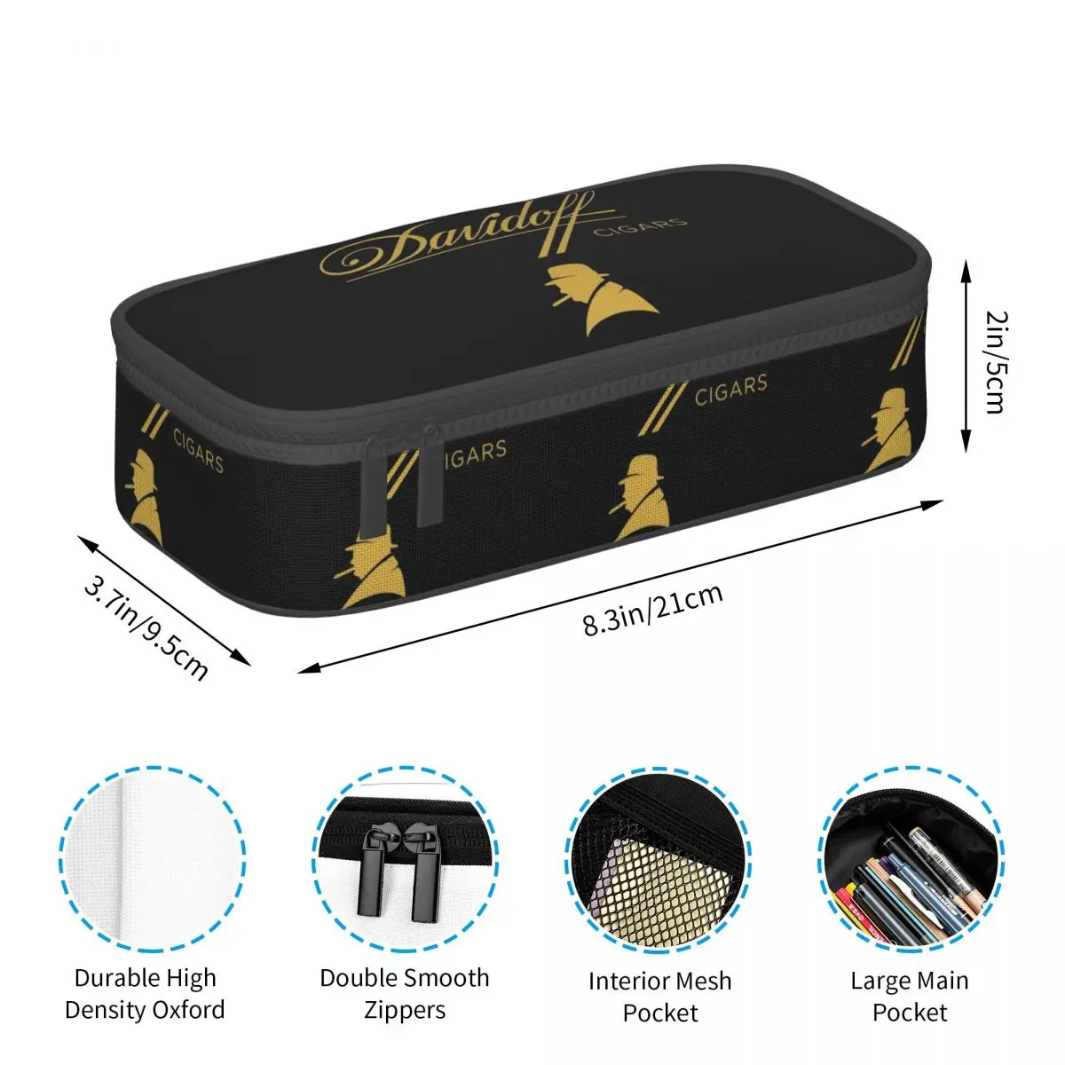 Черные пеналы для карандашей Davidoff Cigars для студентов, коробка для ручек, сумка для карандашей, большая сумка для хранения, пенал-органайзер, держатель для ручек (art.: 3920dac1aba9d) - 3920dac1aba9d