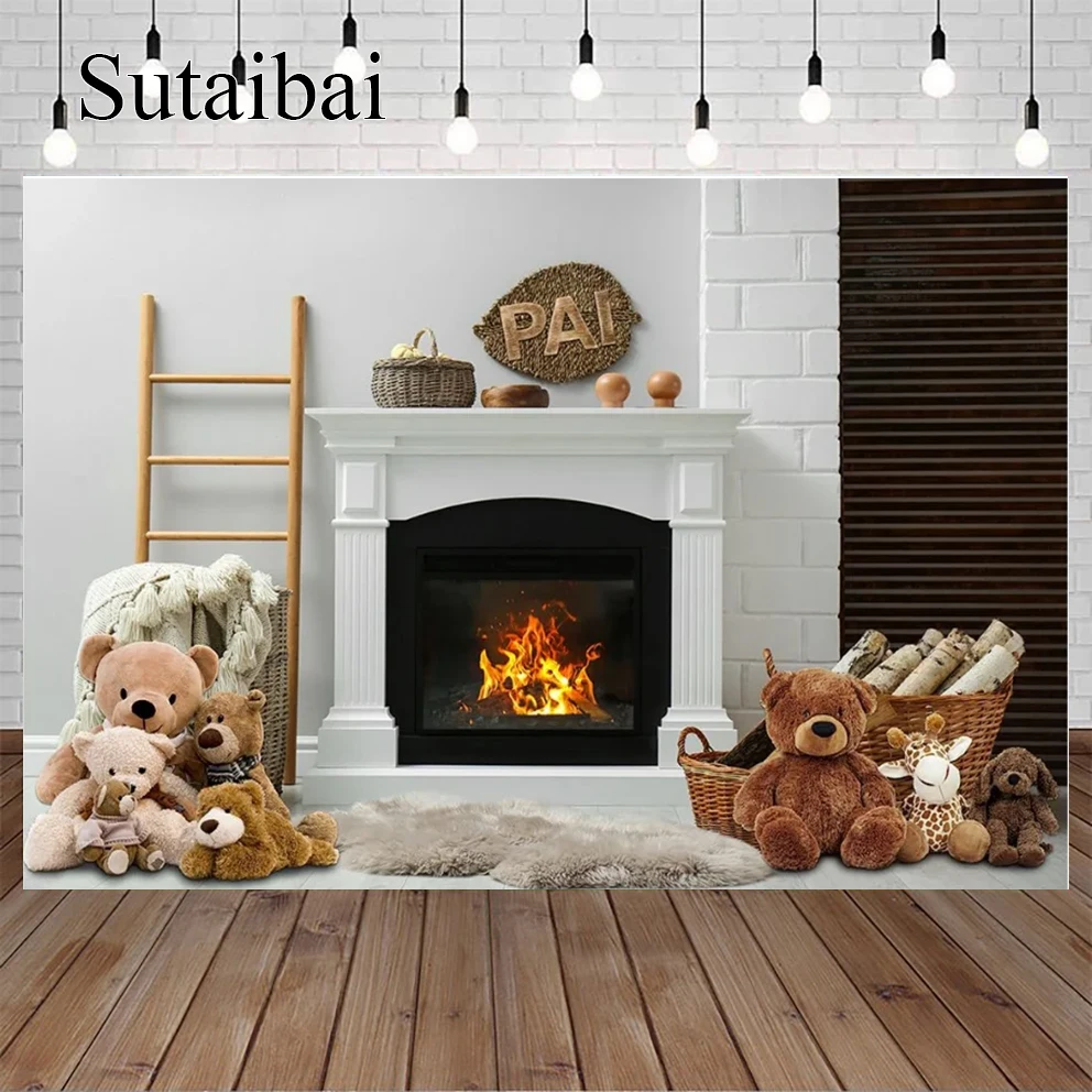 

Christmas Backdrop Fireplace Fire Winter Baby Photography Background Photographic Photo Studio Vinyl Photophone Photozone Poster