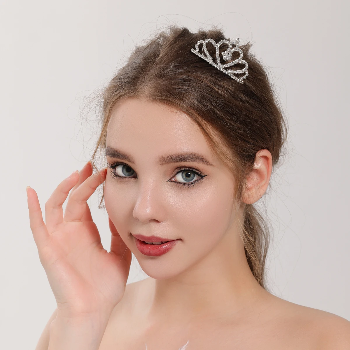 

Girl Crown Headwear Performance Princess Headband Bride Rhinestone Shiny All-match Ball Comb Wedding Bridesmaid Love Children