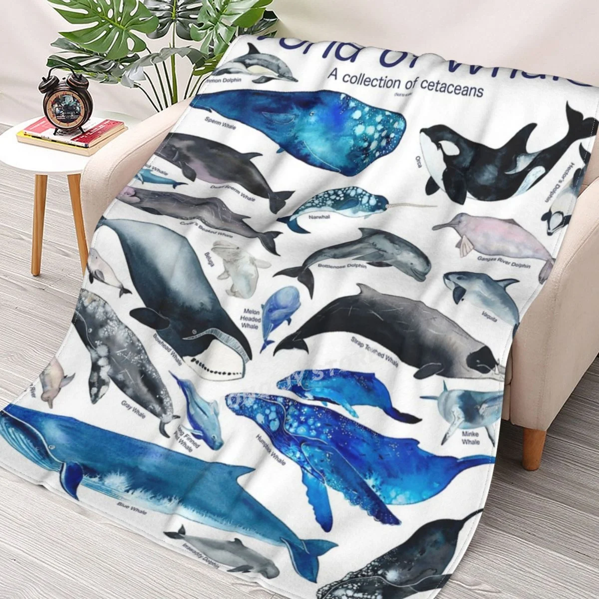 

World Of Whales Throw Blanket Sherpa Blanket Bedding soft Blankets