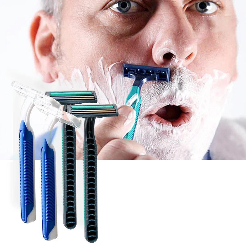 

10pcs/set Stainless Steel Blade Razor Bathrooms Disposable Safety Shaving Handle Razor For Man Face Care Shaving