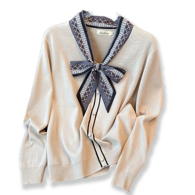 Женский трикотажный свитер с V-образным вырезом и длинным рукавом