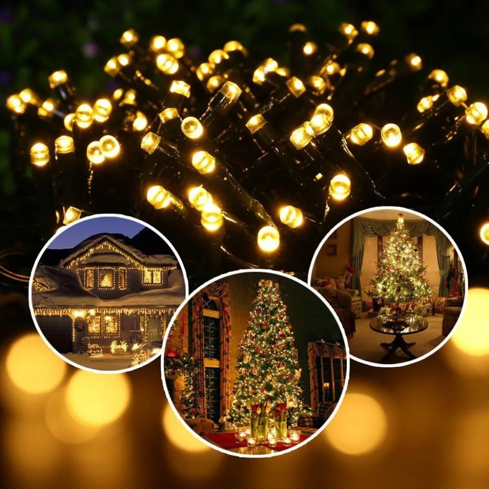 10M 20M 50M Outdoor Solar LED String Lights Waterproof Christmas Fairy Light for Xmas Tree Party Garden Homes Wedding Lawn Decor